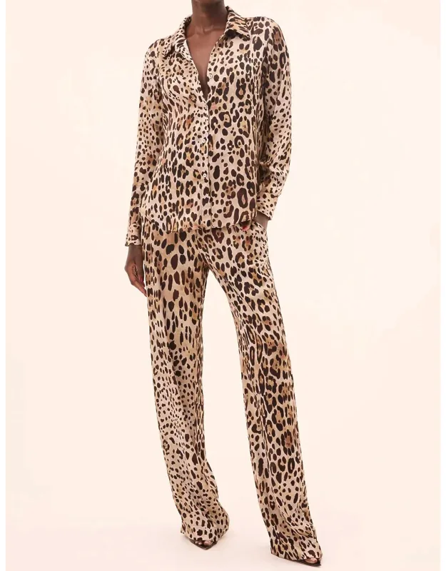 Straight Relaxed Leg Pants In Leopard Print