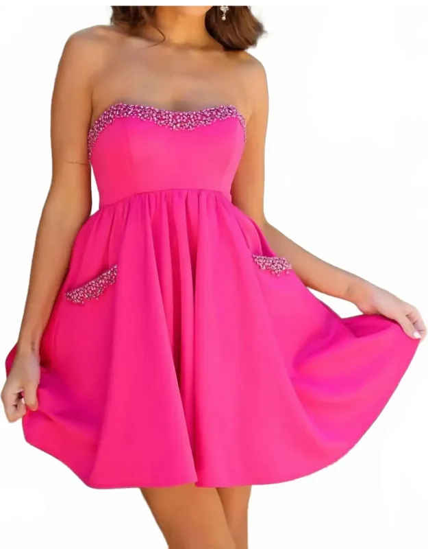 Strapless Mini Pocket Dress