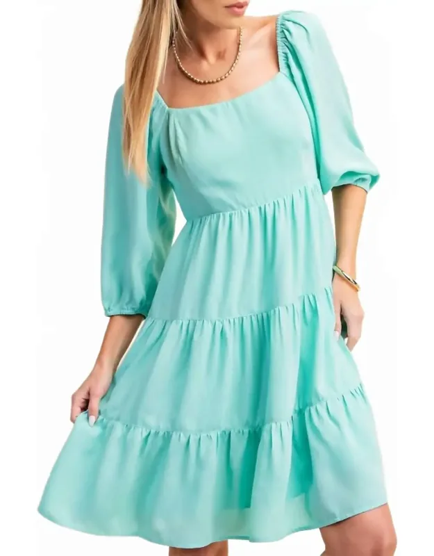 Puffed Sleeve Tiered Dress