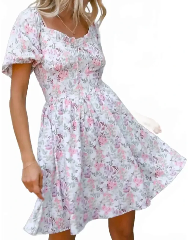 Sweetheart Smocked Floral Dress