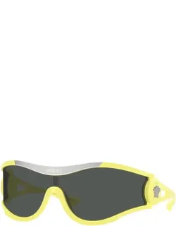 Sunglasses Shield Full Rim, Yellow Frame And Dark Grey Lens
