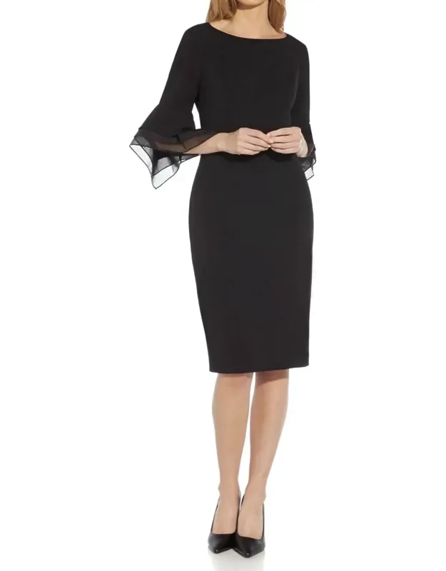 Knit Crepe Tiered Sleeve Dress