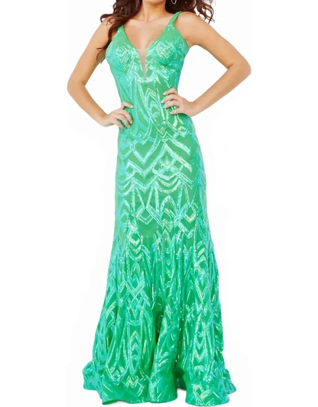 Low V Neck Sheath Long Dress