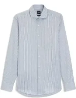 Slim-fit Shirt In Italian-made Striped Cotton Twill