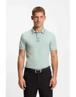 Centred-logo Slim-fit Polo Shirt In Cotton Piqué