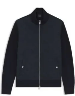 Quilted-front Jacket In Knitted Wool