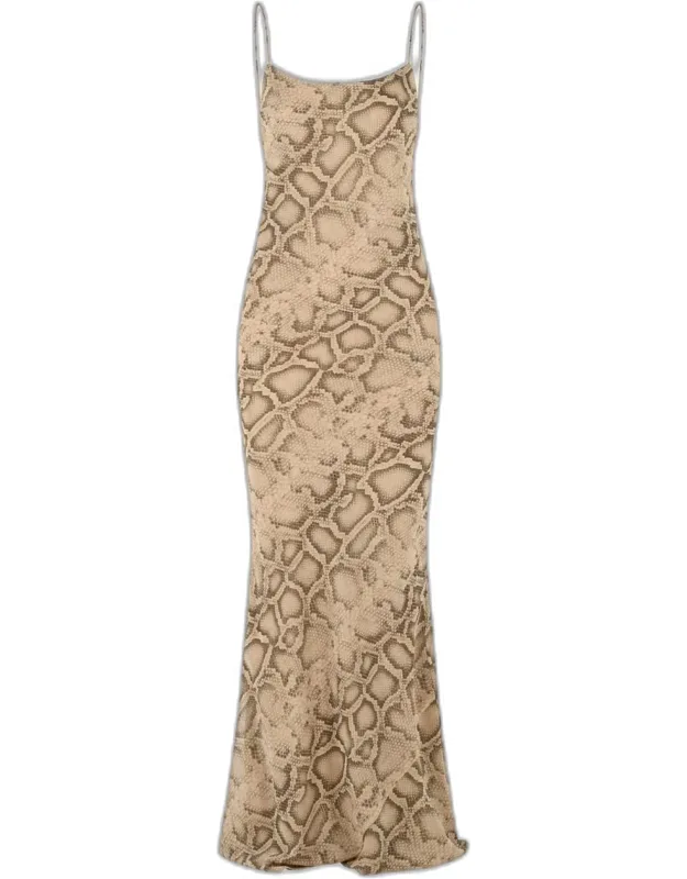 Snake Print Polyester Dress