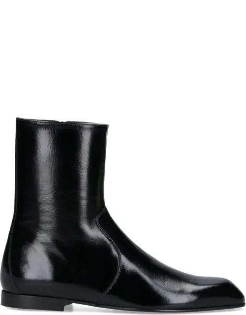 "colt" Ankle Boots With Square Toe And Gold Metal Zip Closure