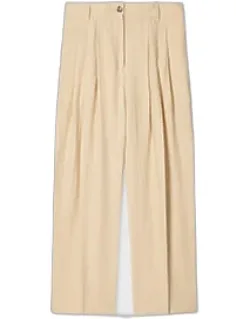 Stone Pleated Linen Trousers