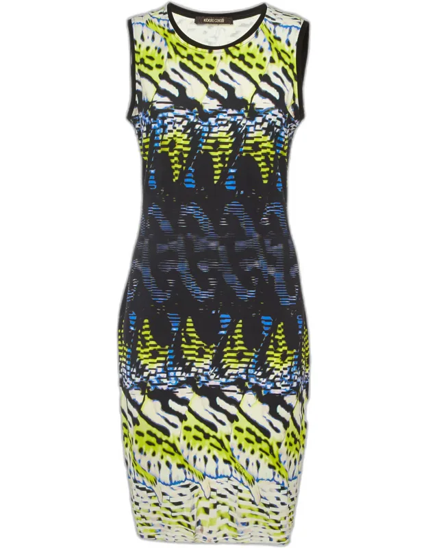 Multicolor Printed Crepe Sleeveless Dress