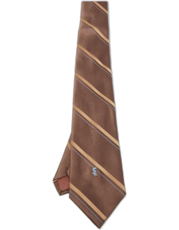 Vintage Brown Striped Silk Tie