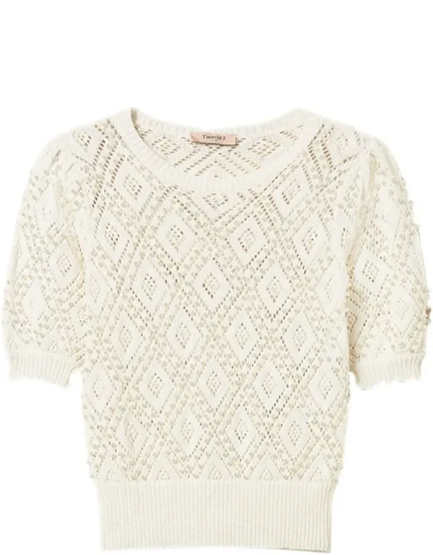 Short-sleeved Knit Cotton Sweater