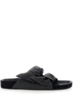 Lennyo Slip-on Sandals With Bow Details In Leather
