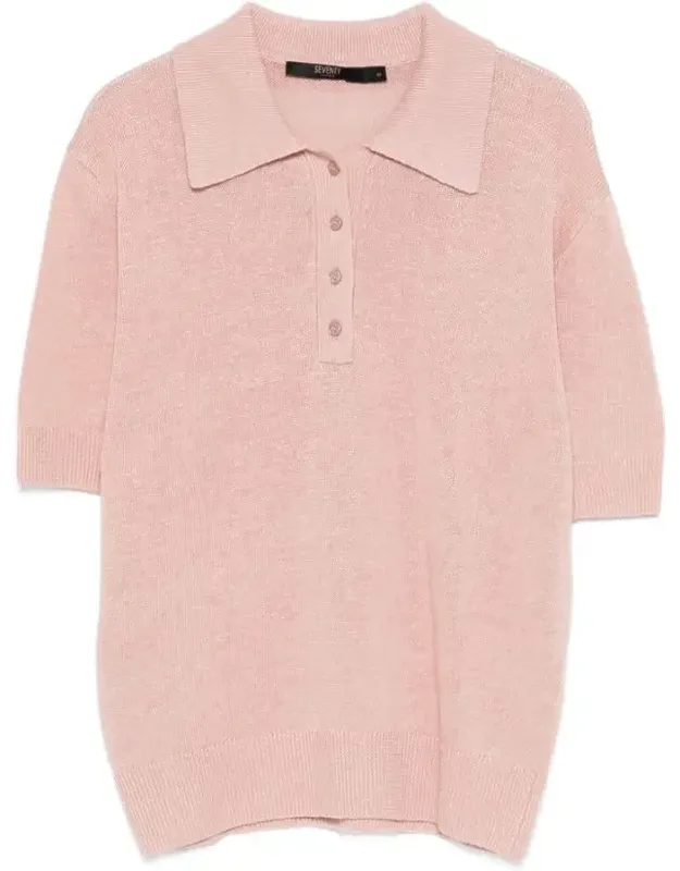 Linen-cotton Blend Short-sleeved Polo Shirt