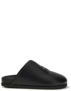 Leather Mules With Padded Nappa Leather And Asymmetrical Design