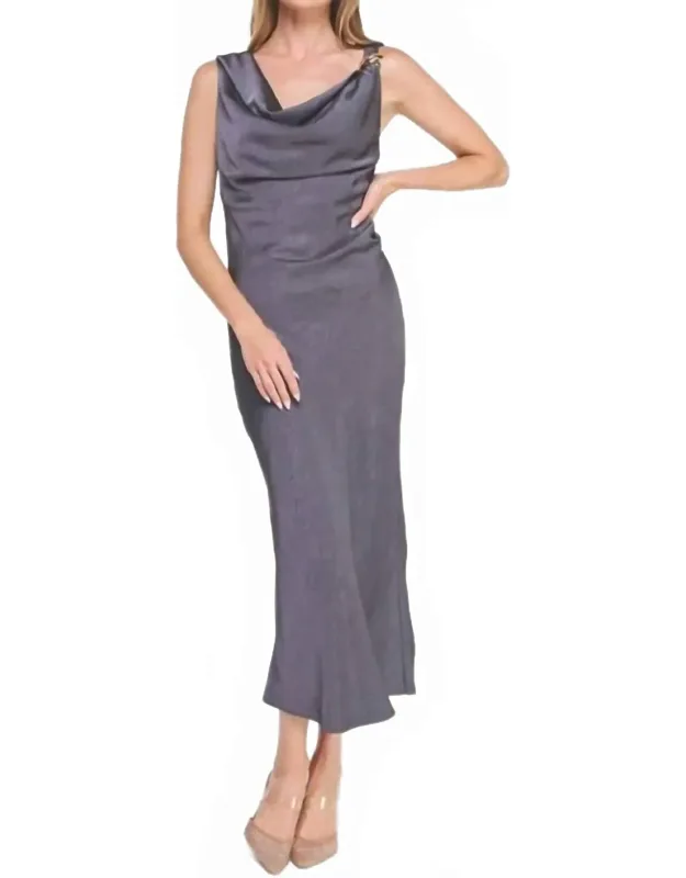 Starlight Satin Cowl Midi Dress