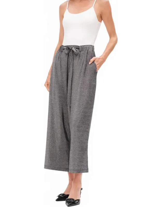 Lurex Tie Front Wide Leg Knit Pants