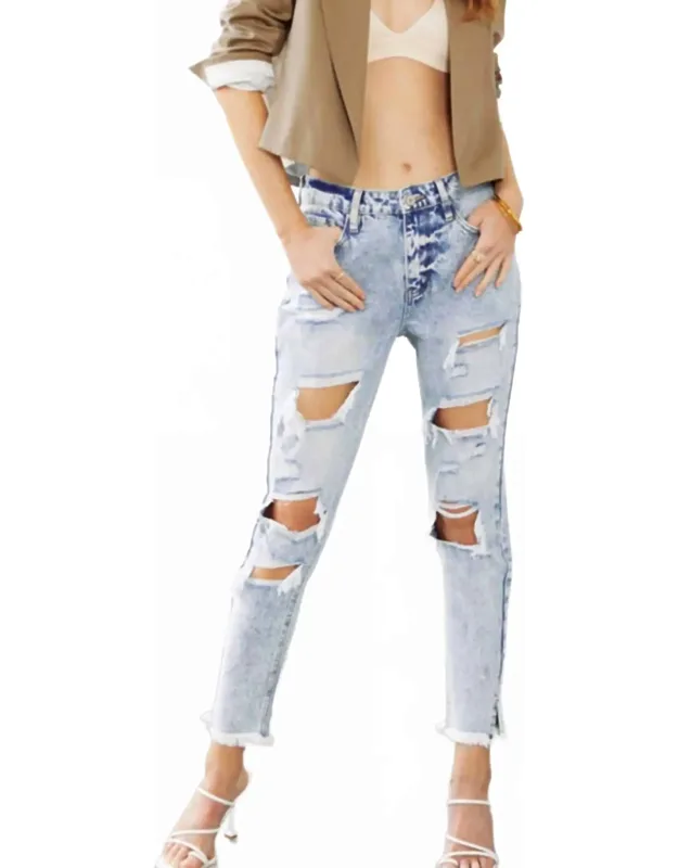High Rise Distressed Mom Jeans