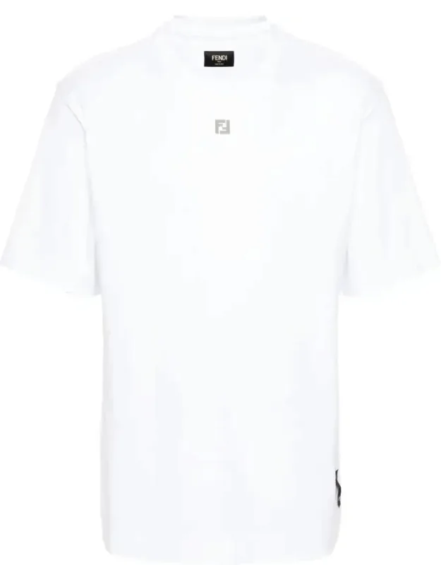 Cotton T-shirt With Metal Appliqué