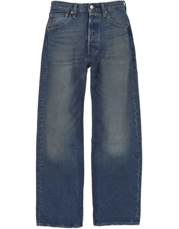 Jeans With Front Button Fastening And Five Pockets