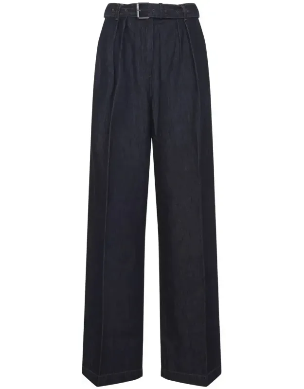 Peaches Cotton Jeans With Detachable Belt And Wide Legs