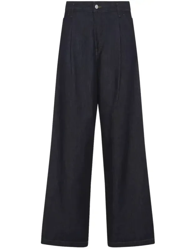 Dries Van Noten Penning Blue Cotton Jeans, Mid-rise, Wide Leg, Loose Fit