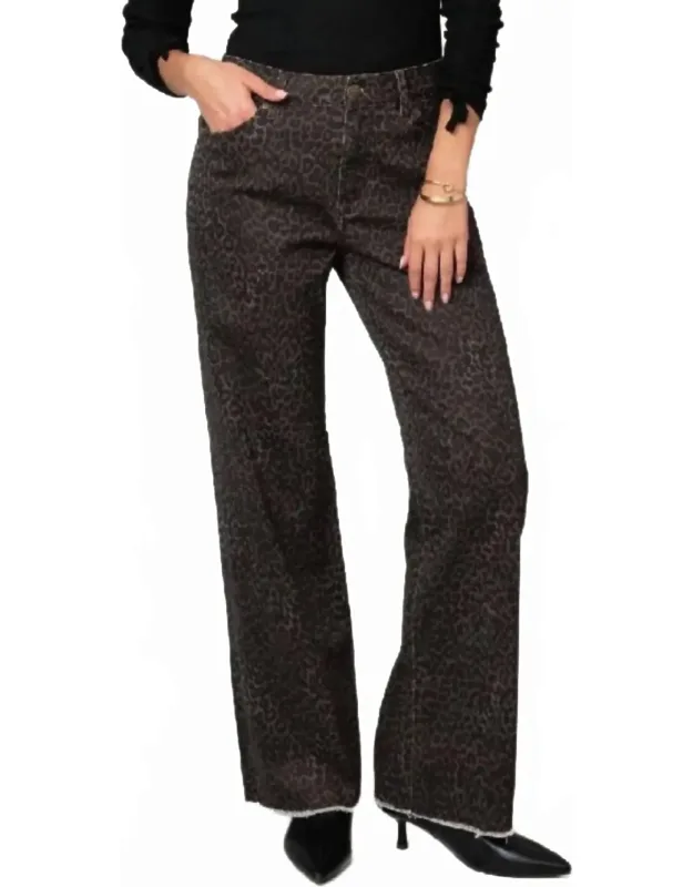 Cheetah Print Wide Leg Jeans