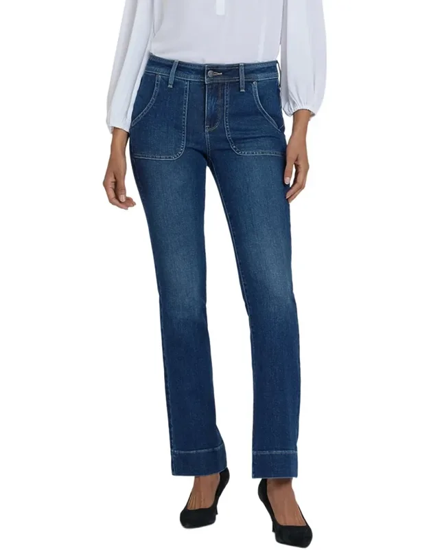 Nydj Barbara Bootcut Jean With Belt Loops And Rounded Front Utility Pockets