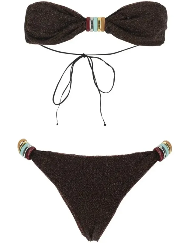 Lumiere Bikini With Metal Ring Details And Tie Closure In Tech Fabric