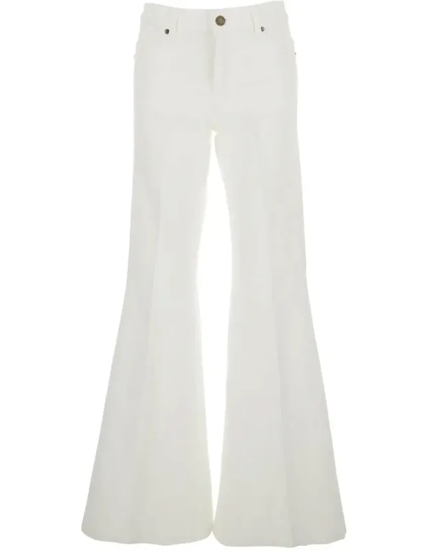 Palazzo Jeans With Wide Leg And Logo Patch On The Rear In Denim