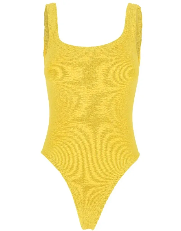 One-piece Swimsuit With Squared Neckline In Tech Fabric Stretch
