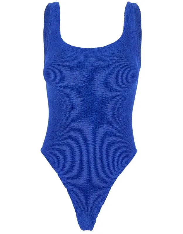 One-piece Swimsuit With Squared Neckline In Tech Fabric Stretch