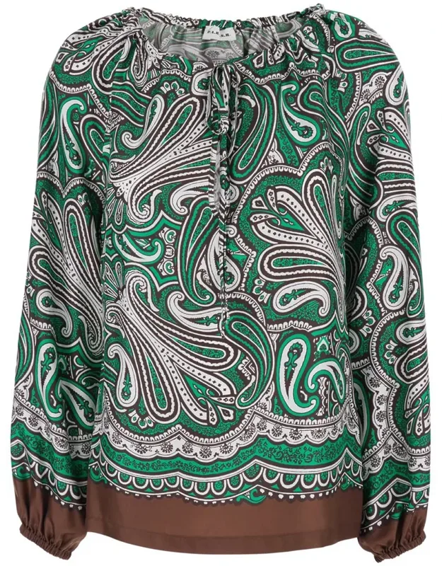 Silk Blouse With Long Puffed Sleeves And All-over Print