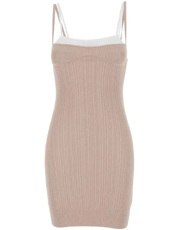 M-zandra Mini Dress With Spaghetti Straps And Ribbed Knit In Viscose Blend