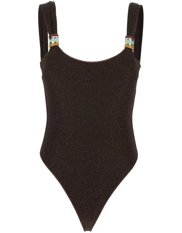 Lumiere One-piece Swimsuit With Metal Ring Details On The Straps In Tech Fabric
