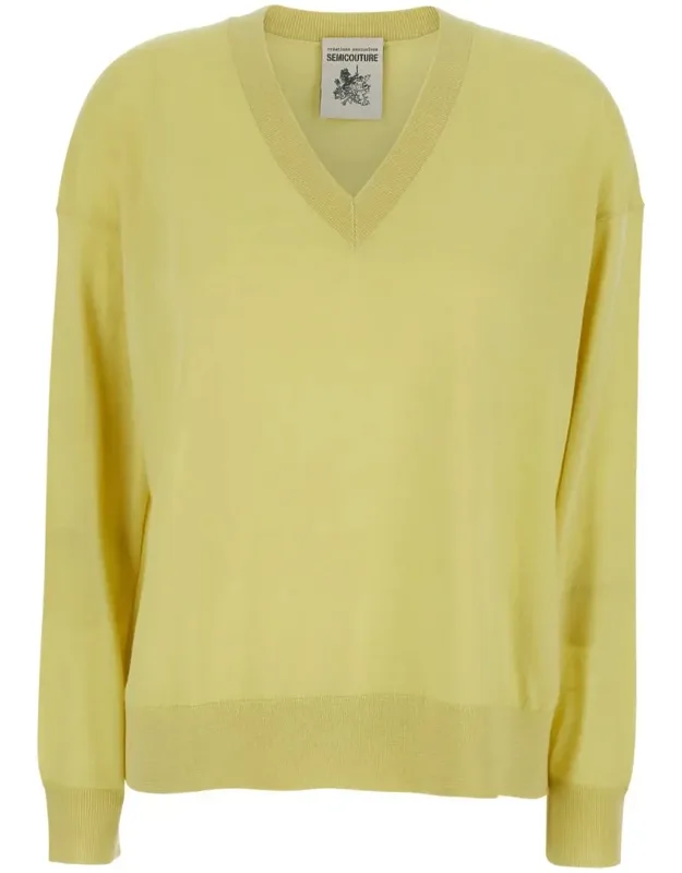 Sweater With Dropped Shoulders And V Neck In Wool