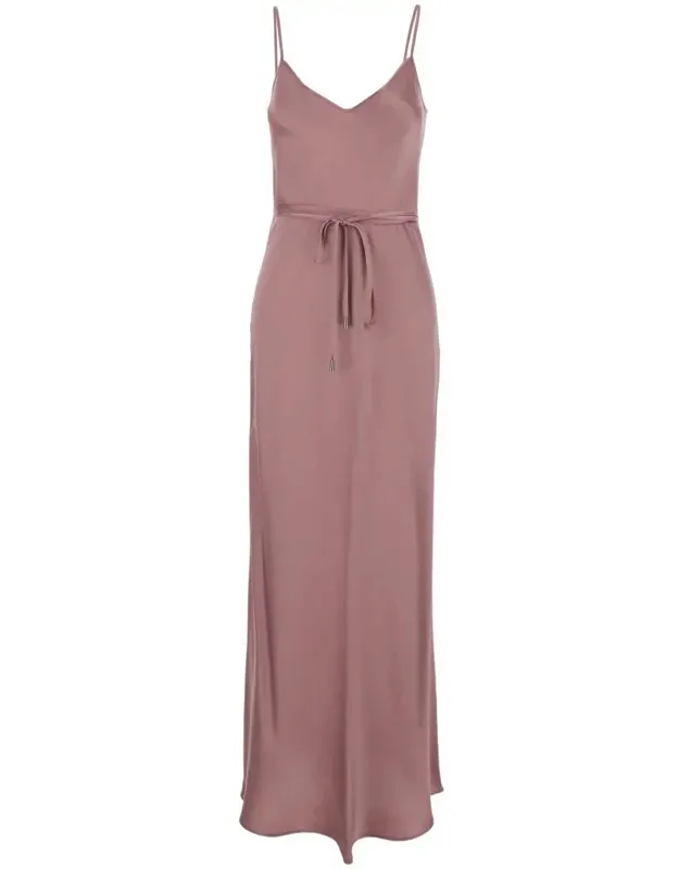 Lukas Silk Blend Dress With Front Belt Closure And V Neck