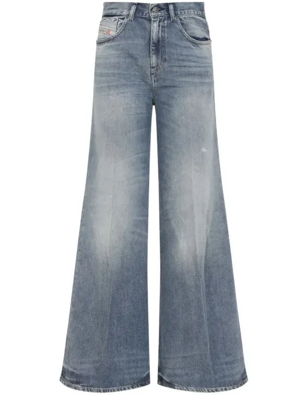 Jeans Crafted From Bleached Denim With 5-pockets Design