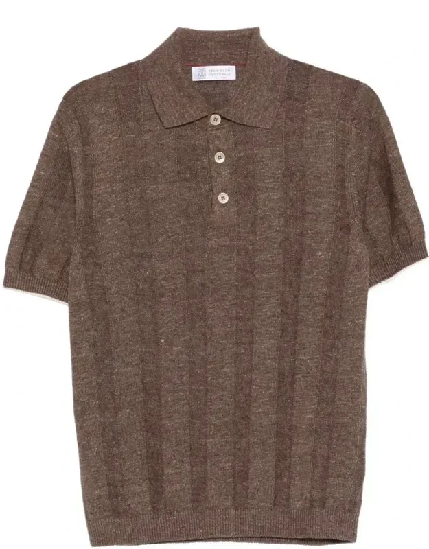 Linen Blend Ribbed Polo Shirt