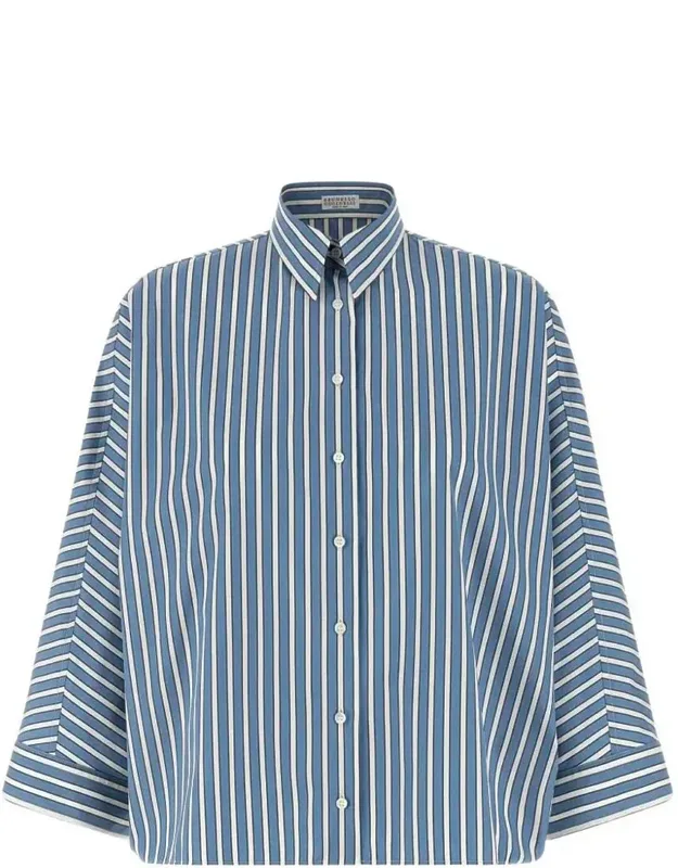 Wide Cut Cotton Striped Shirt