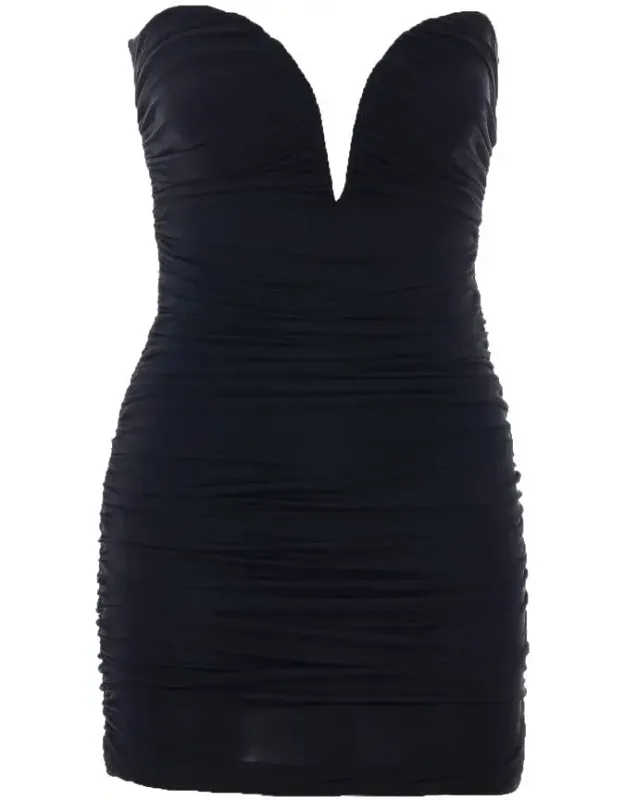 Mini Dress With Zip And Hook Closure And Sleeveless Design