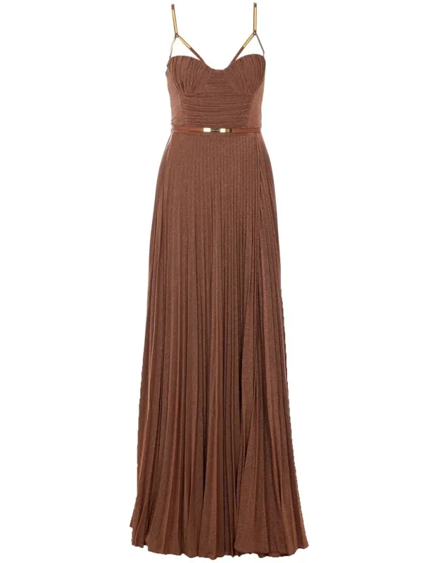 Dress With Maxi Split Detail And Adjustable Shoulder Strap With Plaque Detail
