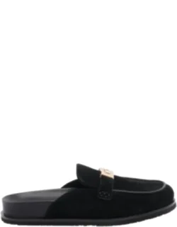Leelee Mules, Round Toe, Frontal Detail, Suede Upper