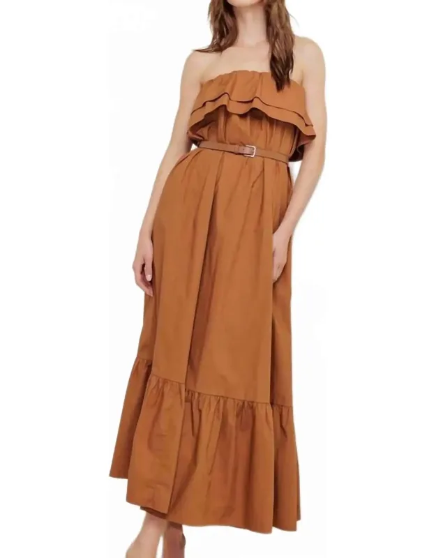 Strapless Woven Midi Dress