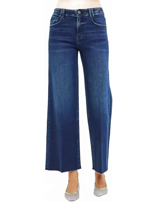 High Rise Ankle Wide Jeans