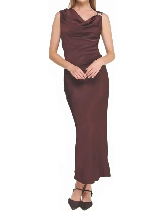 Starlight Satin Cowl Midi Dress