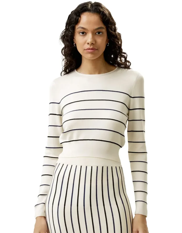 Cropped Silk-knitted Long Sleeve Top