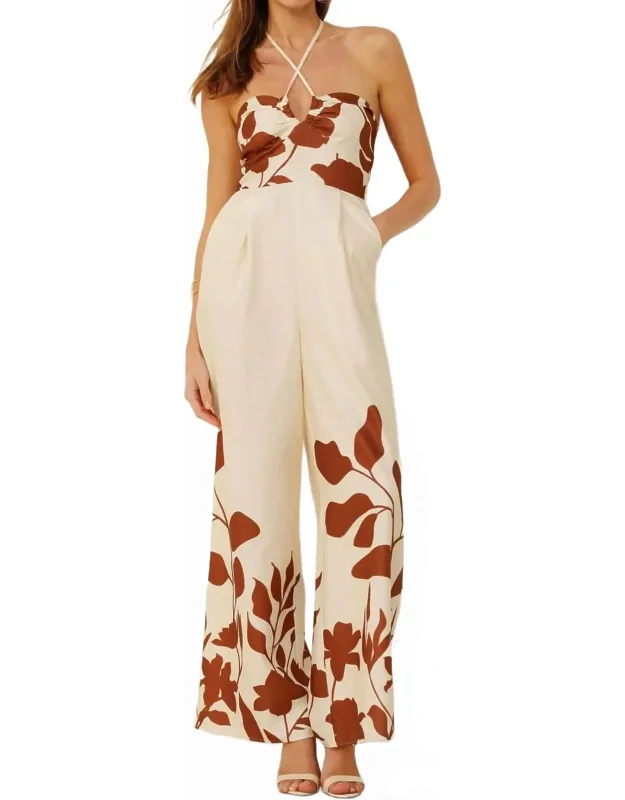 Rustic Floral Wide Pant Jumpsuit