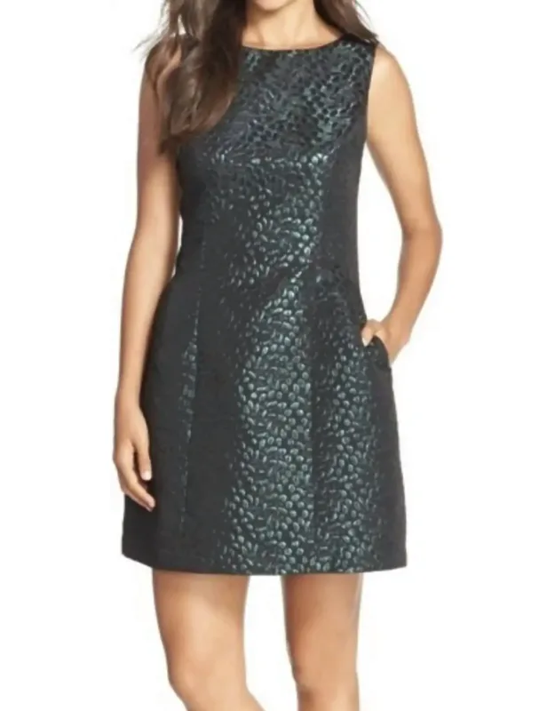 Metallic Jacquard Sheath Dress