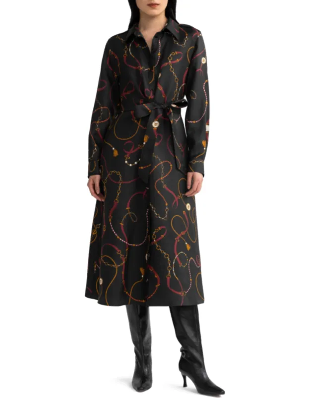 Print Silk Trench Dress